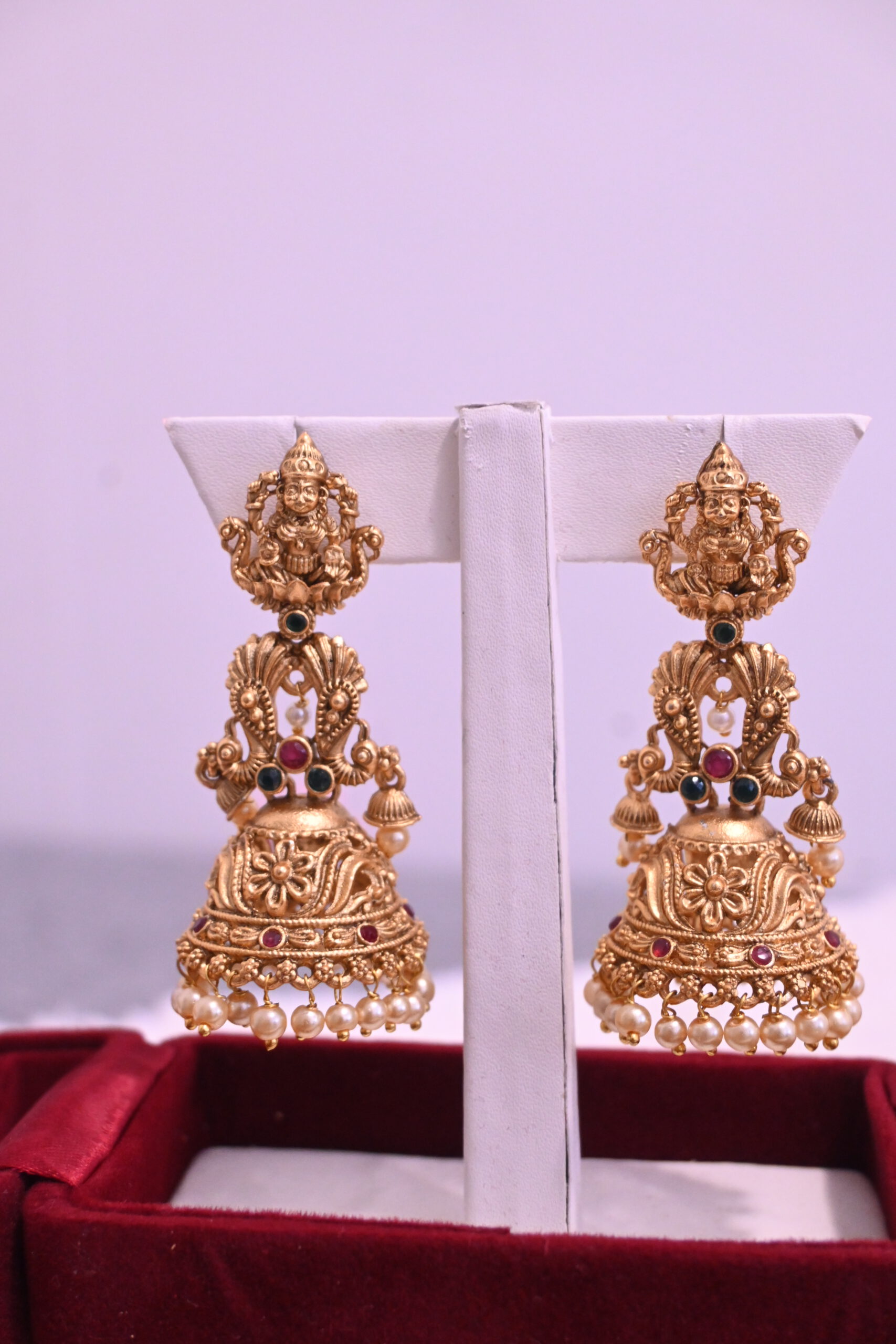 Gold plated Saraswati Jhumka